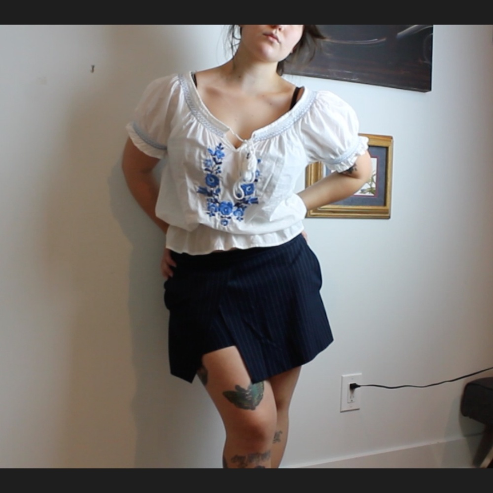 Navy Pinstripe Skort